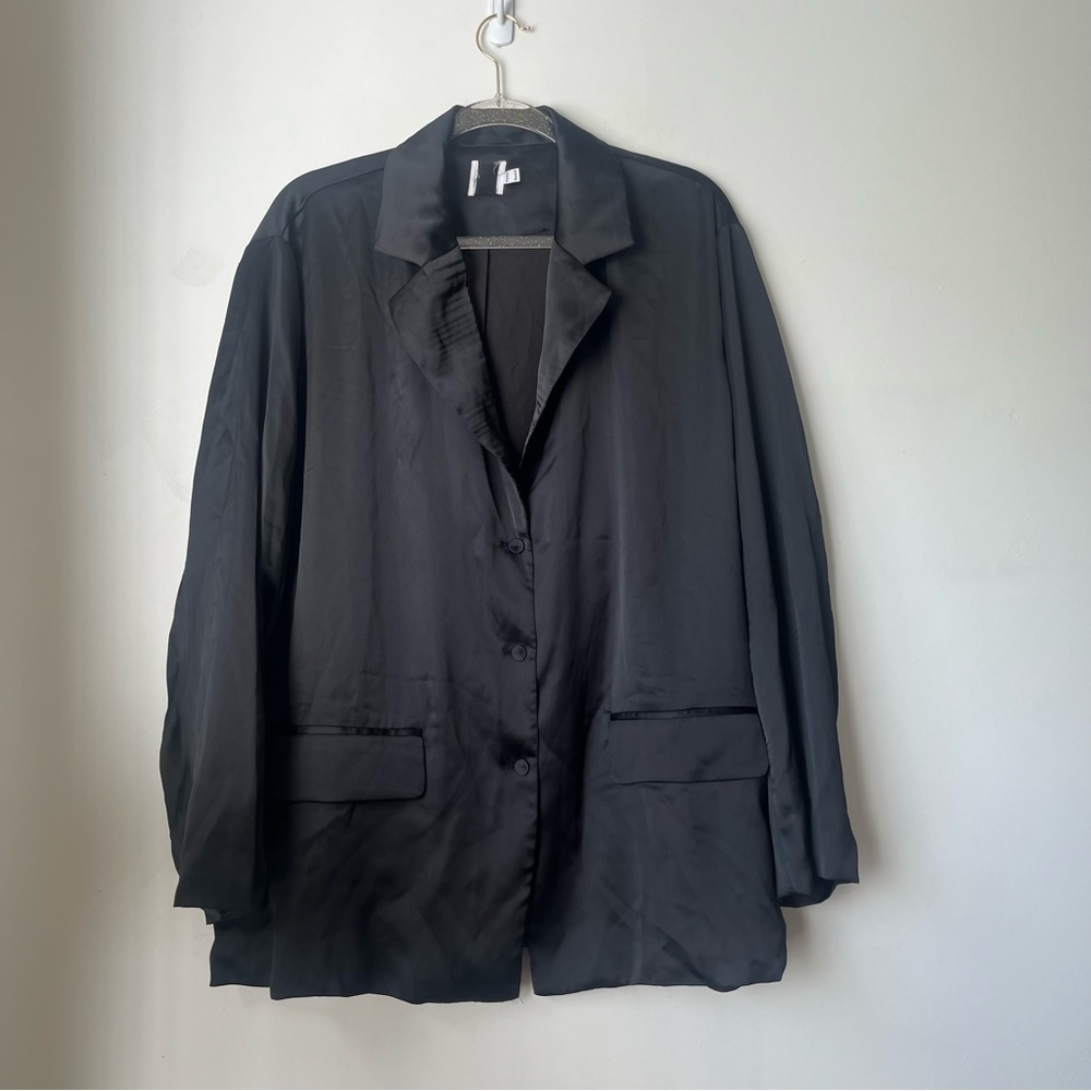 Princess Polly Toddy Black Satin Relaxed Fit Blazer 10